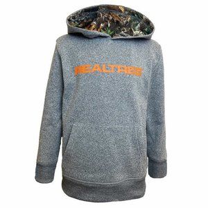 NWT Realtree Youth Hoodie Light Gray Fleece with Camo Accent Boys Size M 10/12